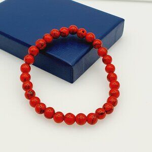 Vibrant Red Jasper Bead Bracelet – Energy, Courage & Passion, AZFA1058